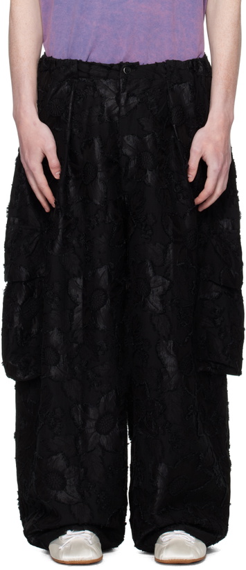 Photo: Collina Strada Black Jacquard Pleated Cargo Pants
