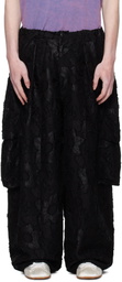 Collina Strada Black Jacquard Pleated Cargo Pants