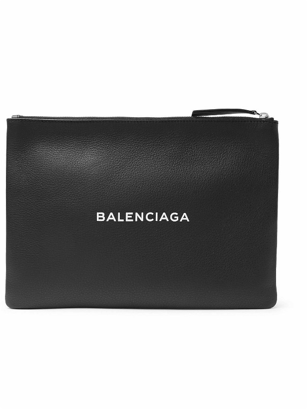 Photo: Balenciaga - Logo-Print Creased-Leather Pouch