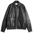 Studio Nicholson Men's Leather Bomber Jacket in Black