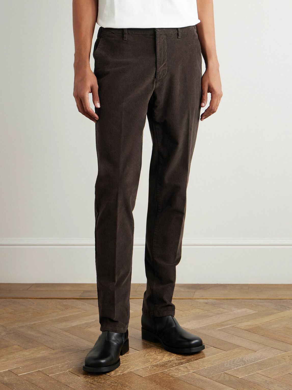 Altea - Dumbo Straight-Leg Stretch-Cotton Corduroy Trousers - Brown
