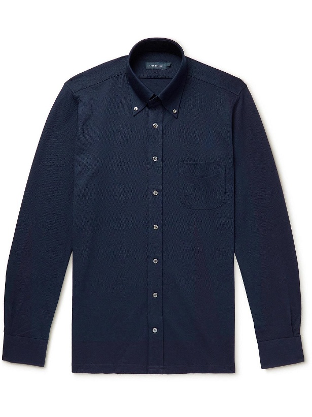 Photo: Thom Sweeney - Button-Down Collar Cotton-Piqué Shirt - Blue