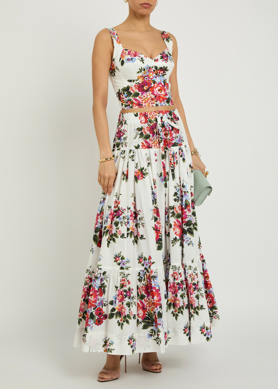 Dolce & Gabbana Floral-print Cotton-blend Bralette top White