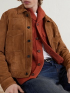RRL - Shawl-Collar Ribbed Cotton and Wool-Blend Cardigan - Orange