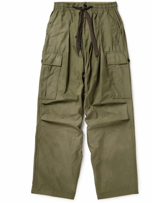 Photo: KAPITAL - Easy Jumbo Wide-Leg Twill Drawstring Cargo Trousers - Green