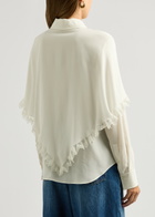 Chloe Women's White Cape-Effect Silk Crepe de Chine Blouse