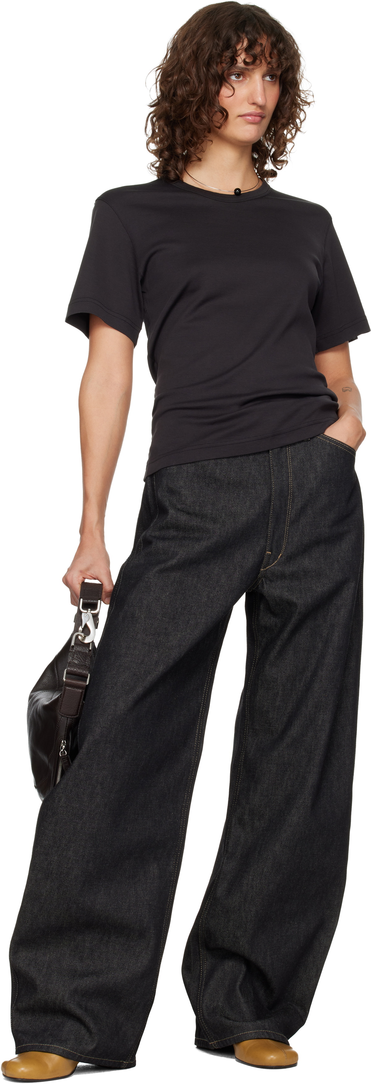 LEMAIRE Black Rib T-shirt
