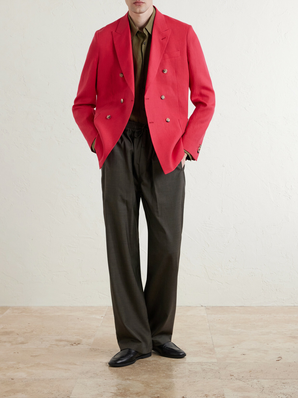 Paul Smith - Double-Breasted Linen Blazer - Red