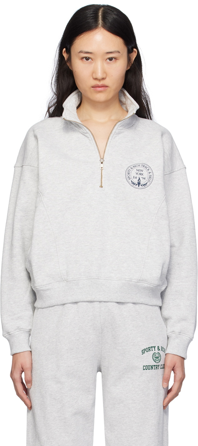 Sporty & Rich Gray Central Park Sweater Sporty & Rich