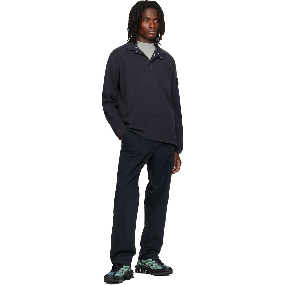 Stone Island Navy 6100001 Heavy Cotton Jersey Polo