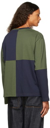 Wales Bonner Green & Navy Milton Checkerboard Long Sleeve T-Shirt