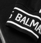 Balmain - Logo-Jacquard Loopback Cotton-Jersey Zip-Up Sweatshirt - Men - Black