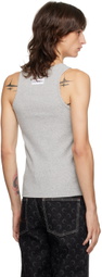 Marine Serre Gray Organic Cotton Tank Top