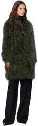 Yves Salomon Green Long Feather Coat