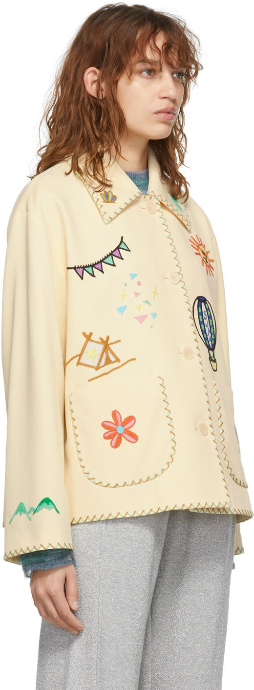 SJYP Beige Festival Embroidery Jacket