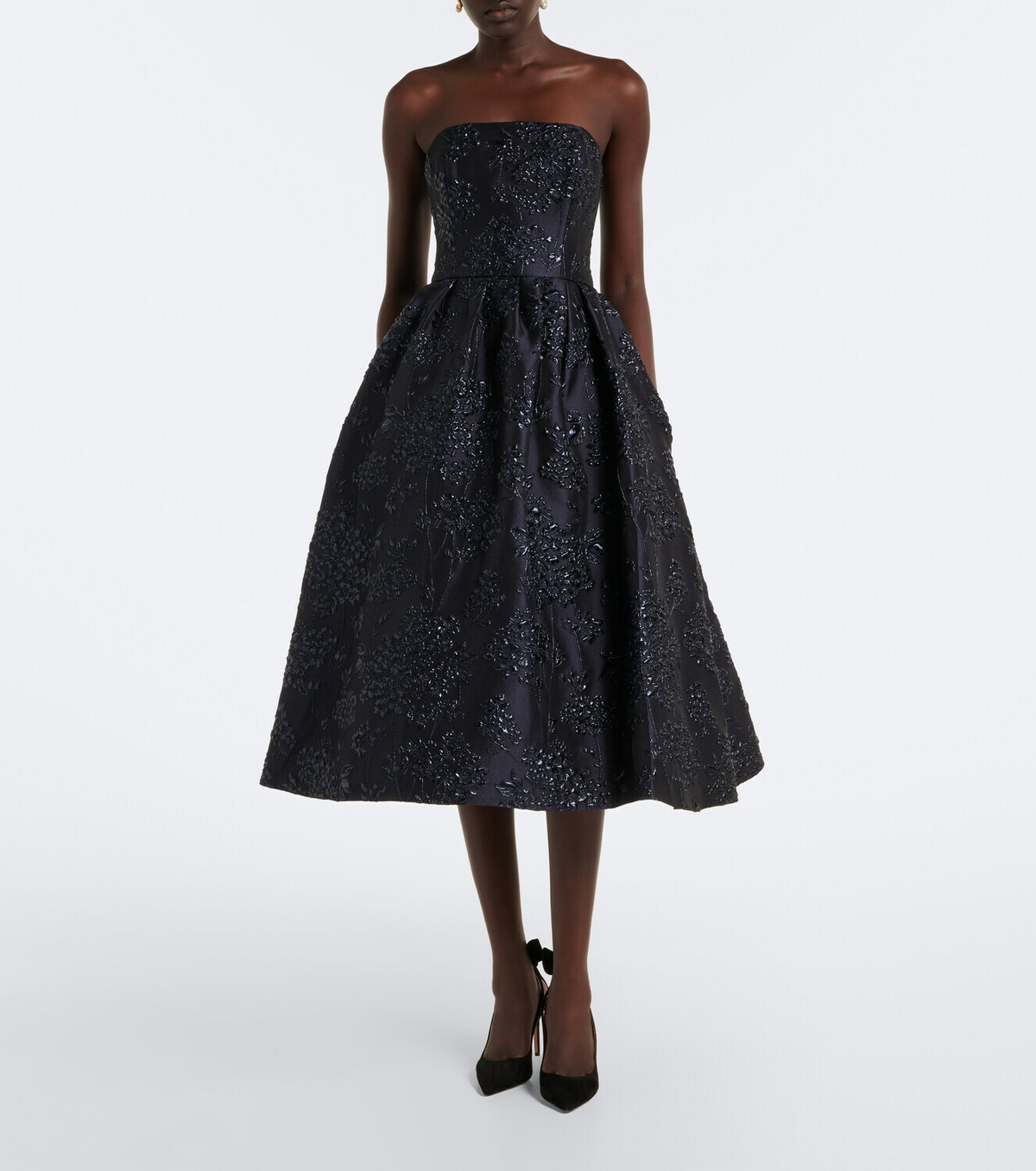 Carolina Herrera Floral jacquard bustier cocktail dress