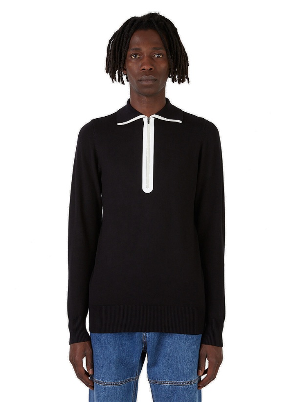 Photo: Zipped Polo Knit Top in Black 