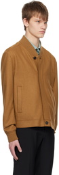 ZEGNA Brown Brushed Bomber Jacket