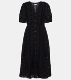 Velvet Rorio embroidered cotton midi dress