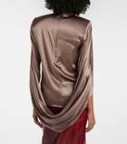 Mugler Draped silk-blend satin top