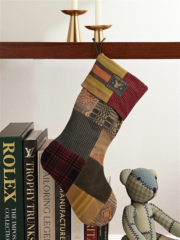 Photo: RRL - Leather-Trimmed Patchwork Cotton Stocking