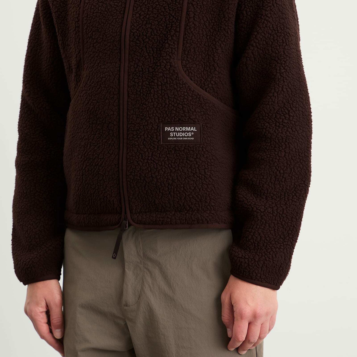 Pas Normal Studios Men's Off-Race Pile Fleece Jacket in Light Brown