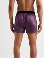 TOM FORD - Velvet-Trimmed Stretch-Silk Satin Boxer Briefs - Purple