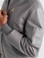 Dunhill - Leather Bomber Jacket - Gray