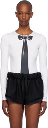 OPEN YY White Ribbon Tie Bodysuit