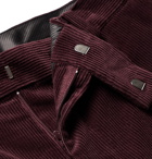 Wacko Maria - Tapered Pleated Cotton and Cashmere-Blend Corduroy Trousers - Men - Burgundy