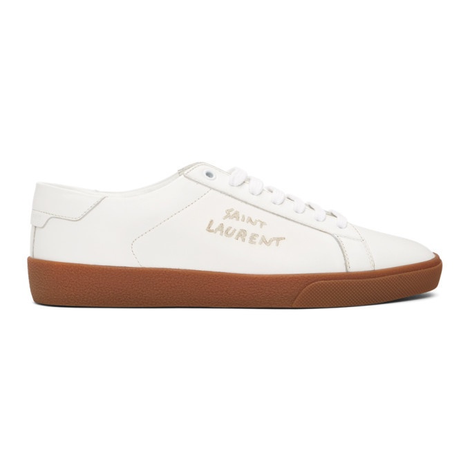 Photo: Saint Laurent White and Brown Court Classic SL/06 Sneakers