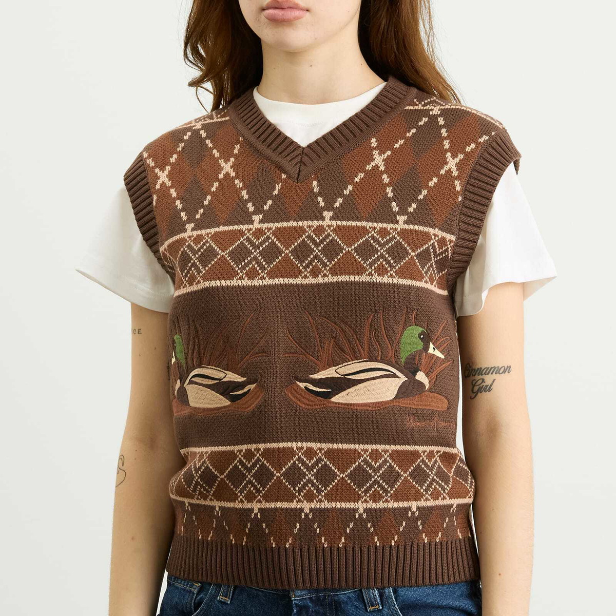 House Of Sunny Women's Duck Knit Vest in Tobacco