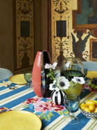 LISA CORTI Queen Stripes Bouquet Tablecloth