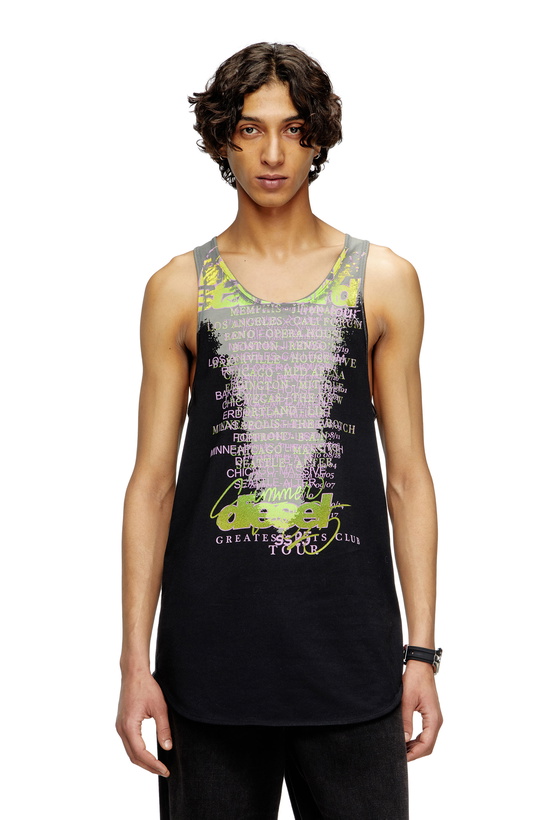 Photo: Diesel Tank top with lyrics print - T-Shirts - Unisex - Black