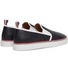 Thom Browne - Pebble-Grain Leather Slip-On Sneakers - Men - Navy