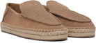 BOSS Beige Jute Midsole Suede Espadrilles