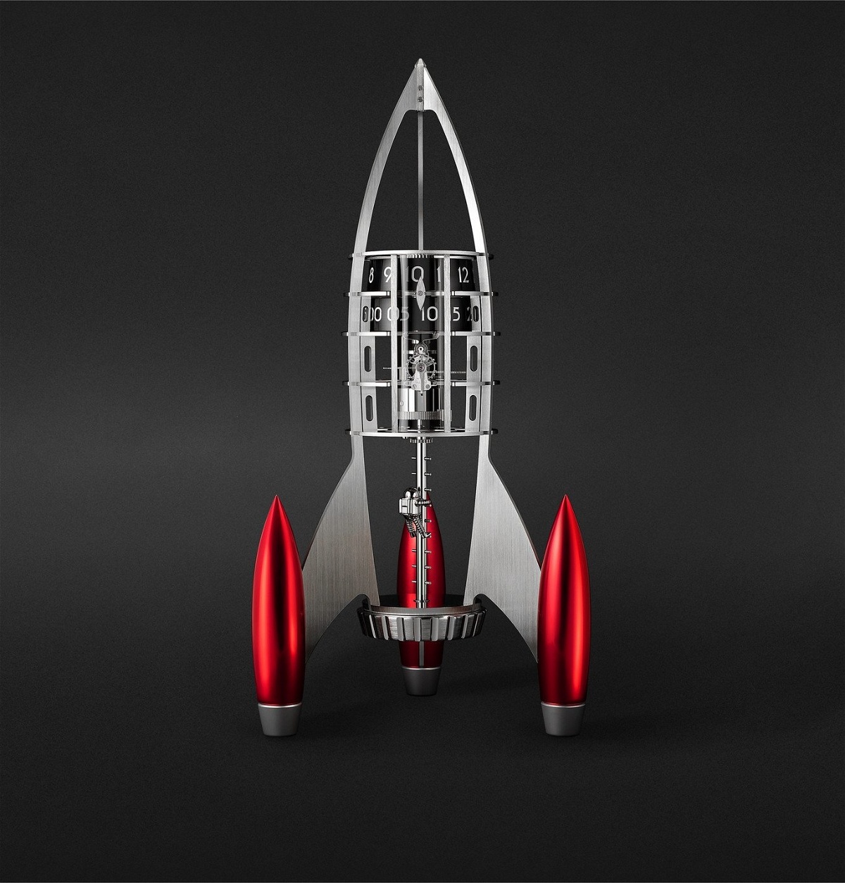 Photo: MB&F - Destination Moon Limited Edition Hand-Wound Palladium-Plated Table Clock, Ref. No. 74.6000/154 - Red