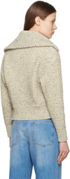 Ferragamo Off-White Mouliné Cotton Diagonal Rib Sweater