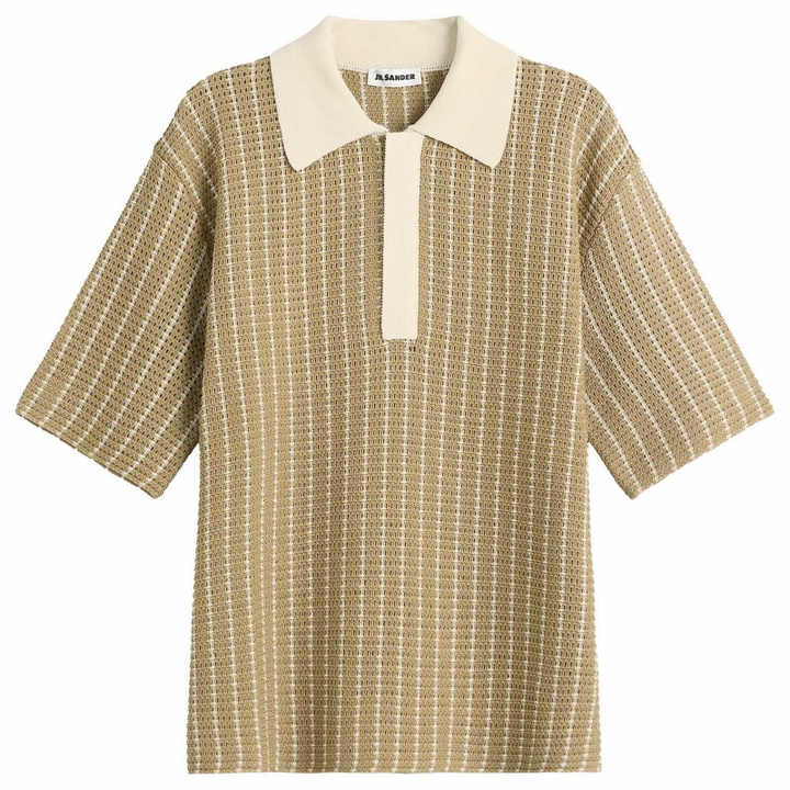 Photo: Jil Sander Men's Cotton Bi-Colour Net Stitch Polo in Deer