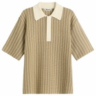 Jil Sander Men's Cotton Bi-Colour Net Stitch Polo in Deer
