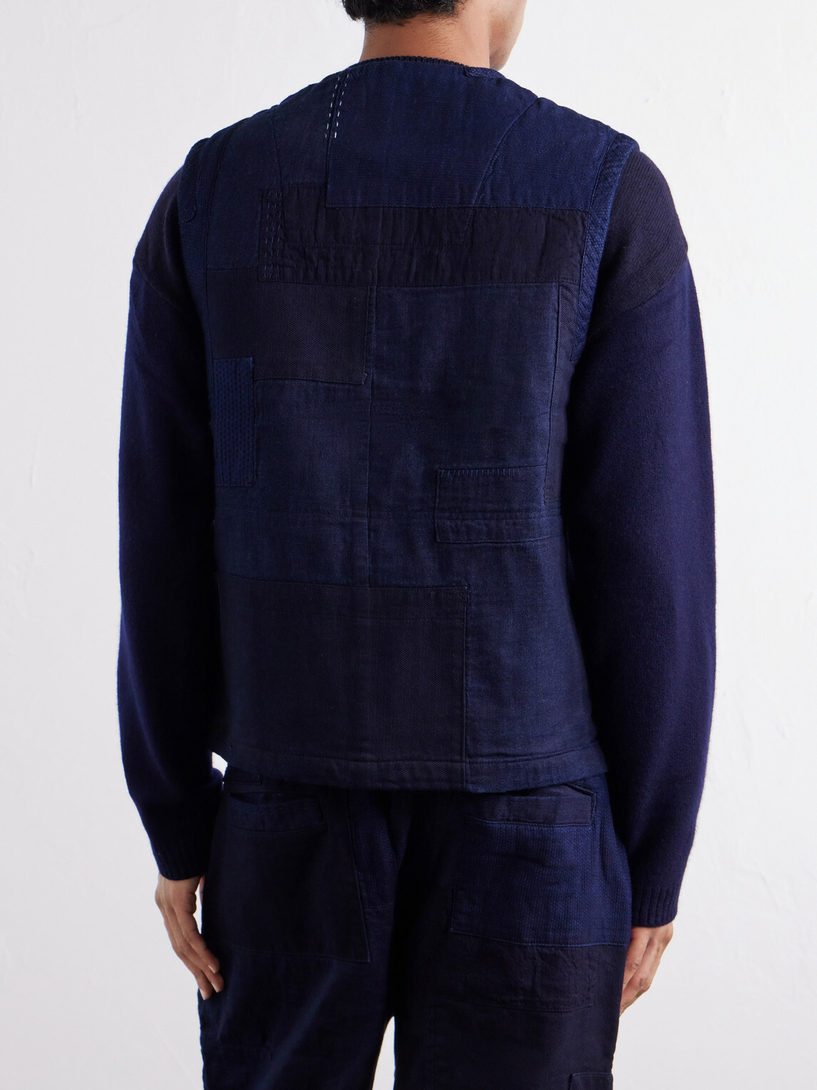 Blue Blue Japan - Nenrin Patchwork Cotton-Canvas Vest - Blue