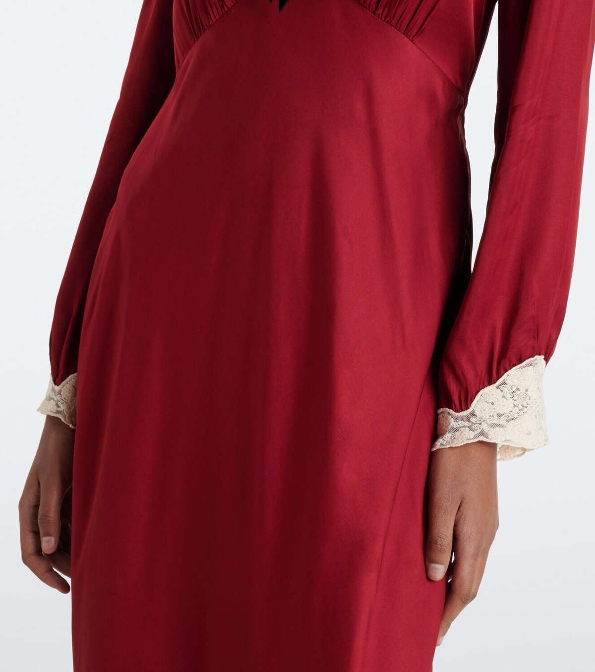 Rixo Larah lace-trimmed satin maxi dress