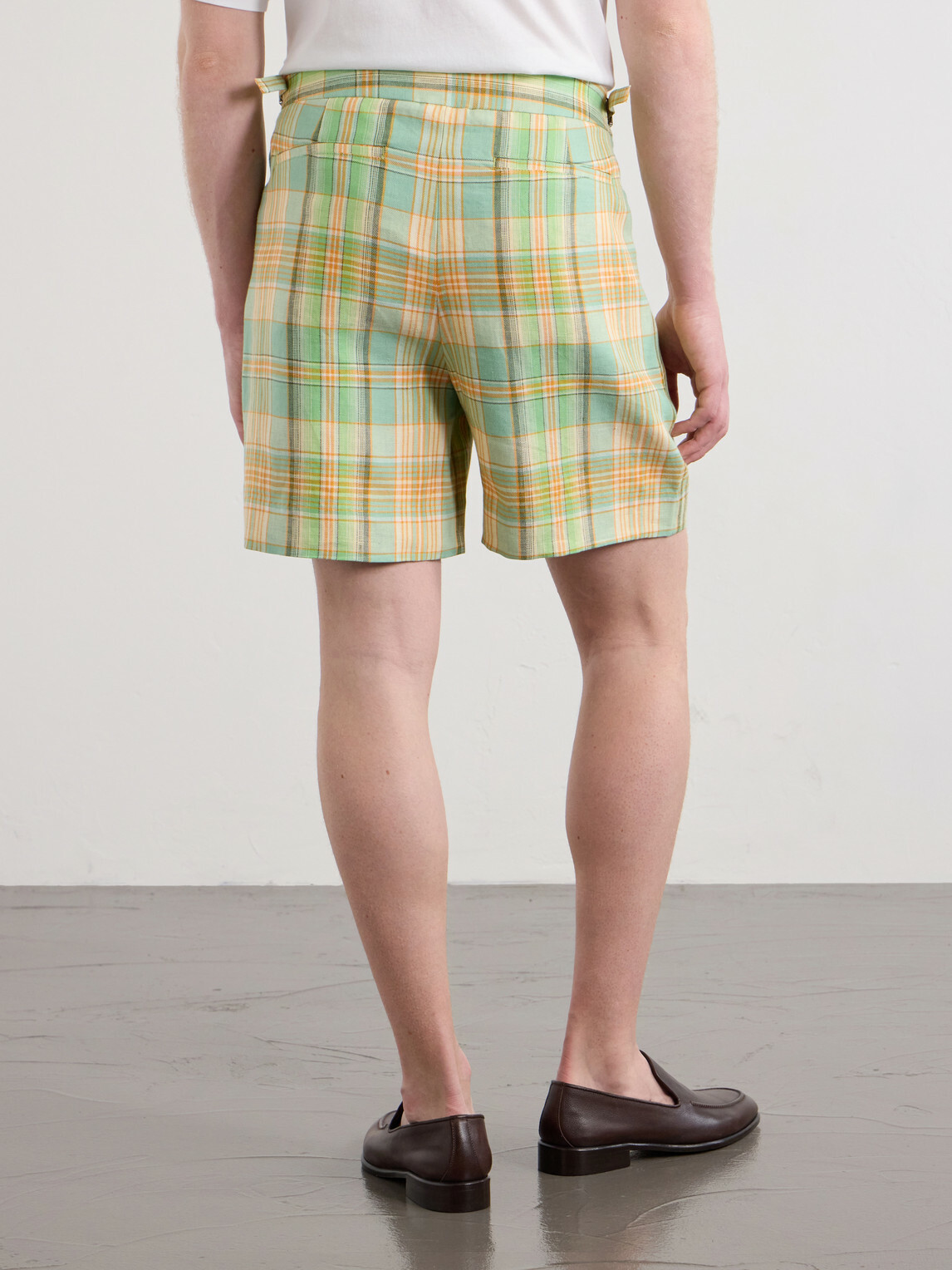 God's True Cashmere - Straight-Leg Checked Linen Shorts - Green