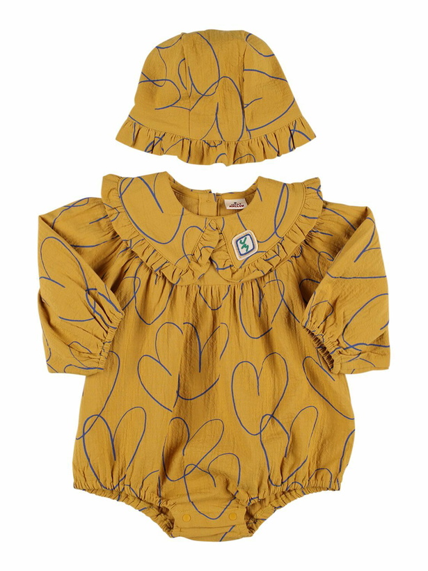 Photo: JELLYMALLOW Printed Cotton Poplin Bodysuit & Hat