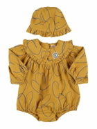 JELLYMALLOW Printed Cotton Poplin Bodysuit & Hat