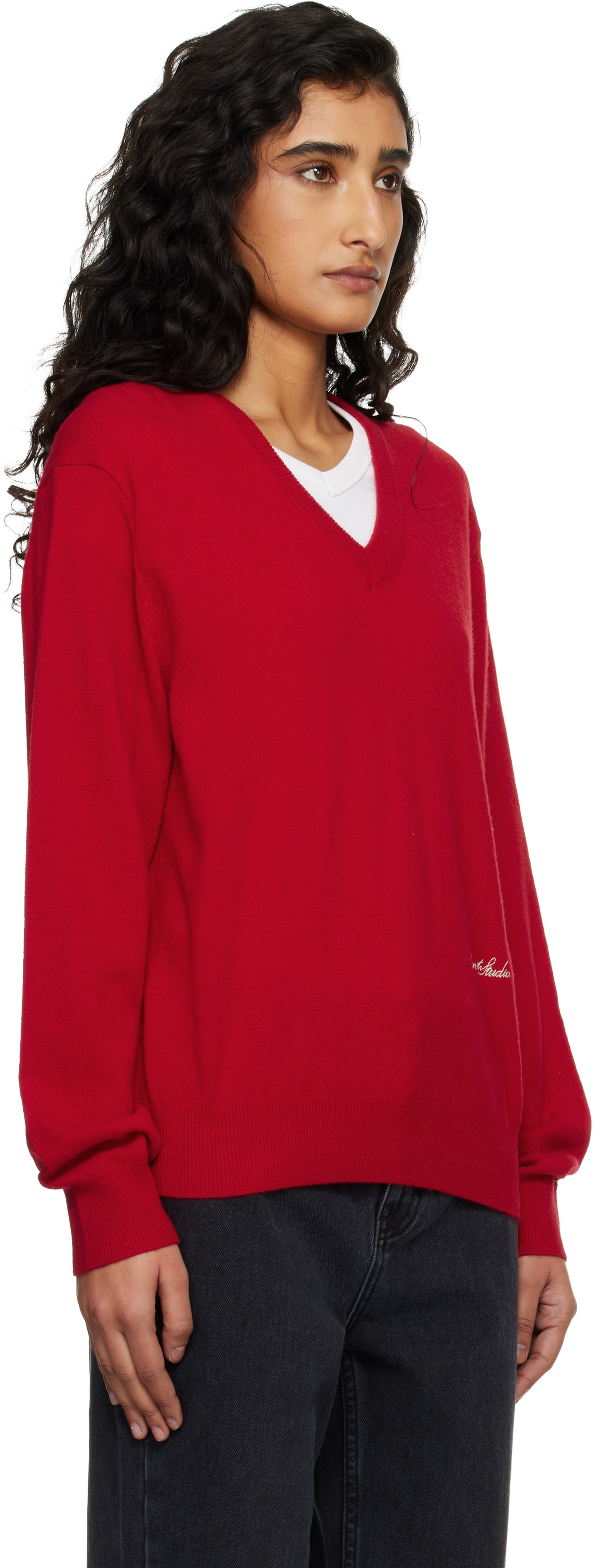 Dunst Red Soft V-Neck Sweater