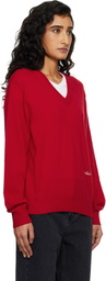 Dunst Red Soft V-Neck Sweater