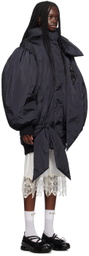 Simone Rocha Navy Oversized Bow Detail Bomber Jacket