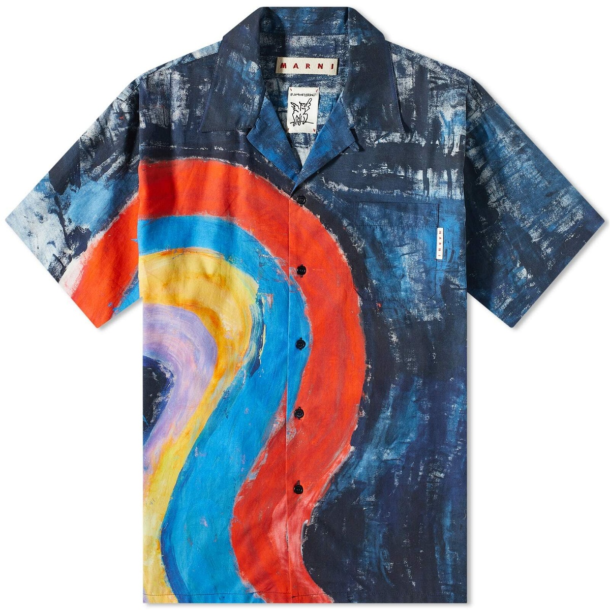 Marni Men's Rainbow Vacation Shirt in Royal Marni