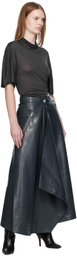 Nanushka Blue Neith Draped Vegan Leather Maxi Skirt